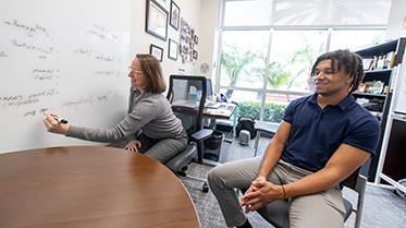 Student being advised in Career Services.